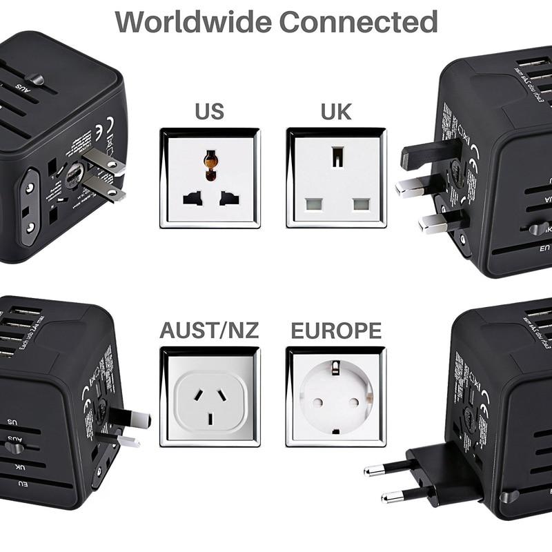 Adaptador de corriente de viaje, 4 USB, Universal - Tripeando Ando