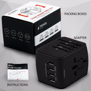 Adaptador de corriente de viaje, 4 USB, Universal - Tripeando Ando