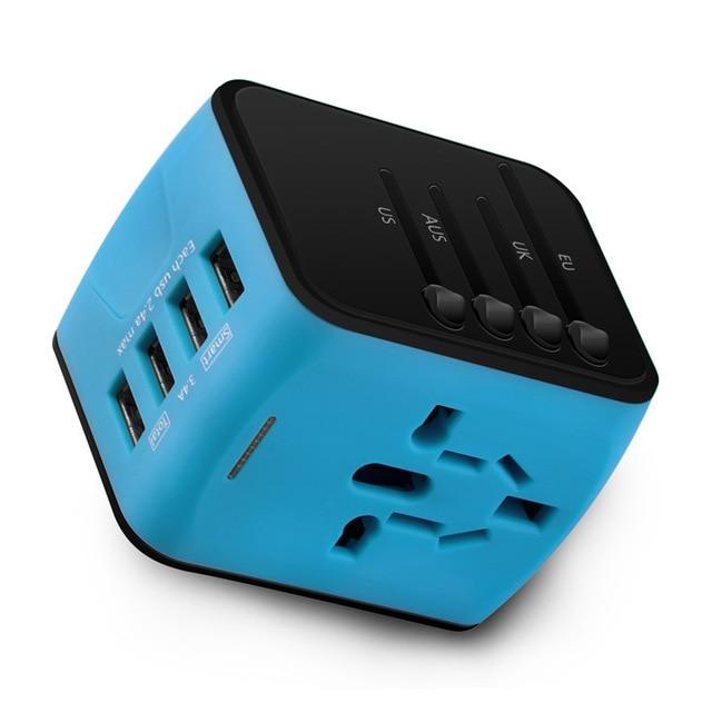 Adaptador de corriente de viaje, 4 USB, Universal - Tripeando Ando