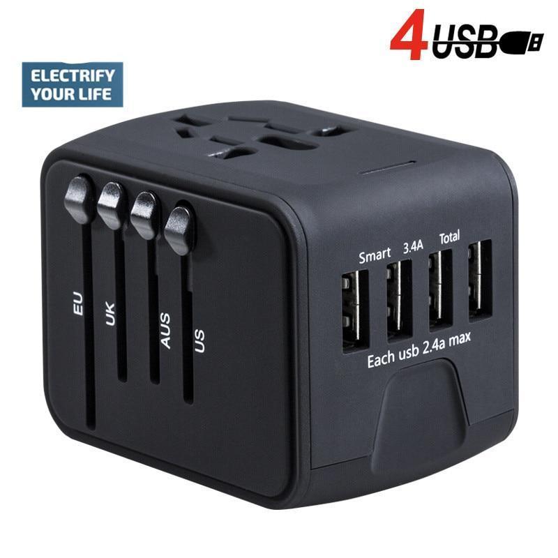 Adaptador de corriente de viaje, 4 USB, Universal - Tripeando Ando